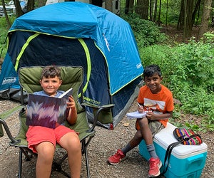 Camping at North-South Lake is an all-ages pleaser, with entertainment, safe room to roam, and creature comforts like bathrooms on-site.