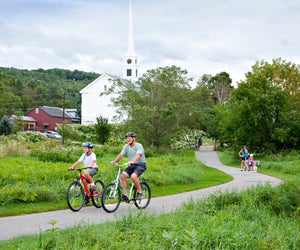 Biking is easy for families along Stowe's Recreation Path. Photo courtesy of Go Stowe