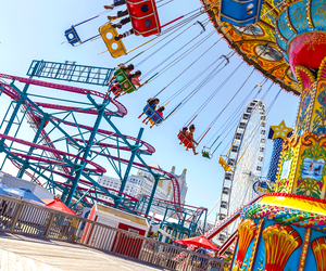 Hop on the nostalgic rides located right on the boardwalk in Daytona Beach. Photo courtesy of Mommy Poppins